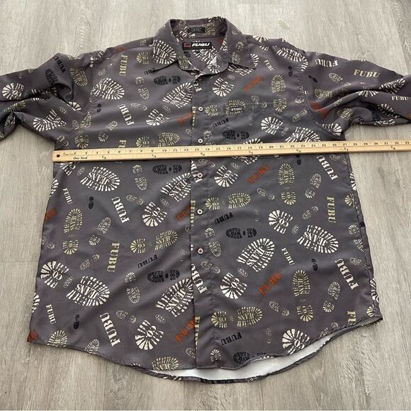 Vintage Fubu Jeans Collection Button Down Shirt Men’s Size XL Shoes Footprint - Picture 5 of 5